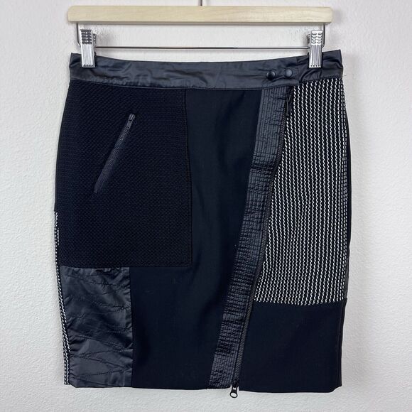 Elizabeth And James Skirt Women Ten Black Pencil Hastings Patchwork Faux Leather